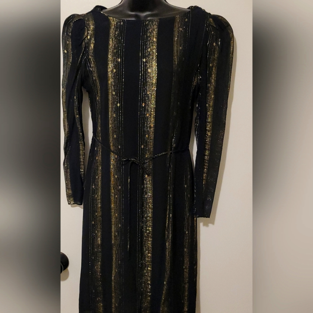 Gold and Black Chiffon Dress